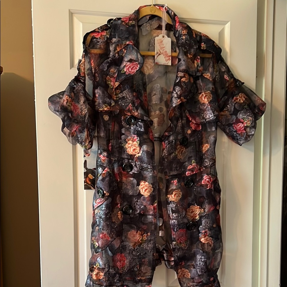 Floral Sheer Trench Coat